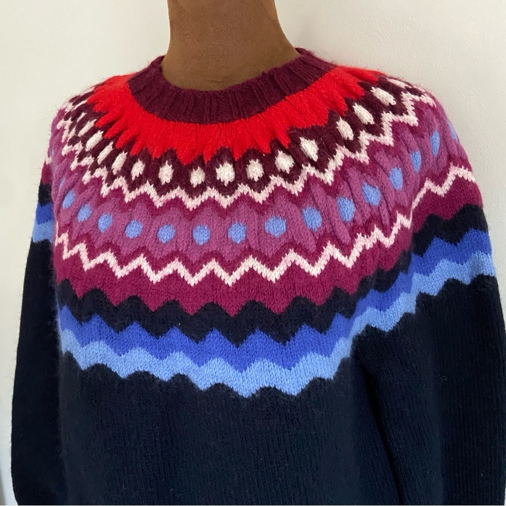 Joie Karenya Wool Blend Crewneck Women's Sweater XS Navy Multicolor - Picture 4 of 7